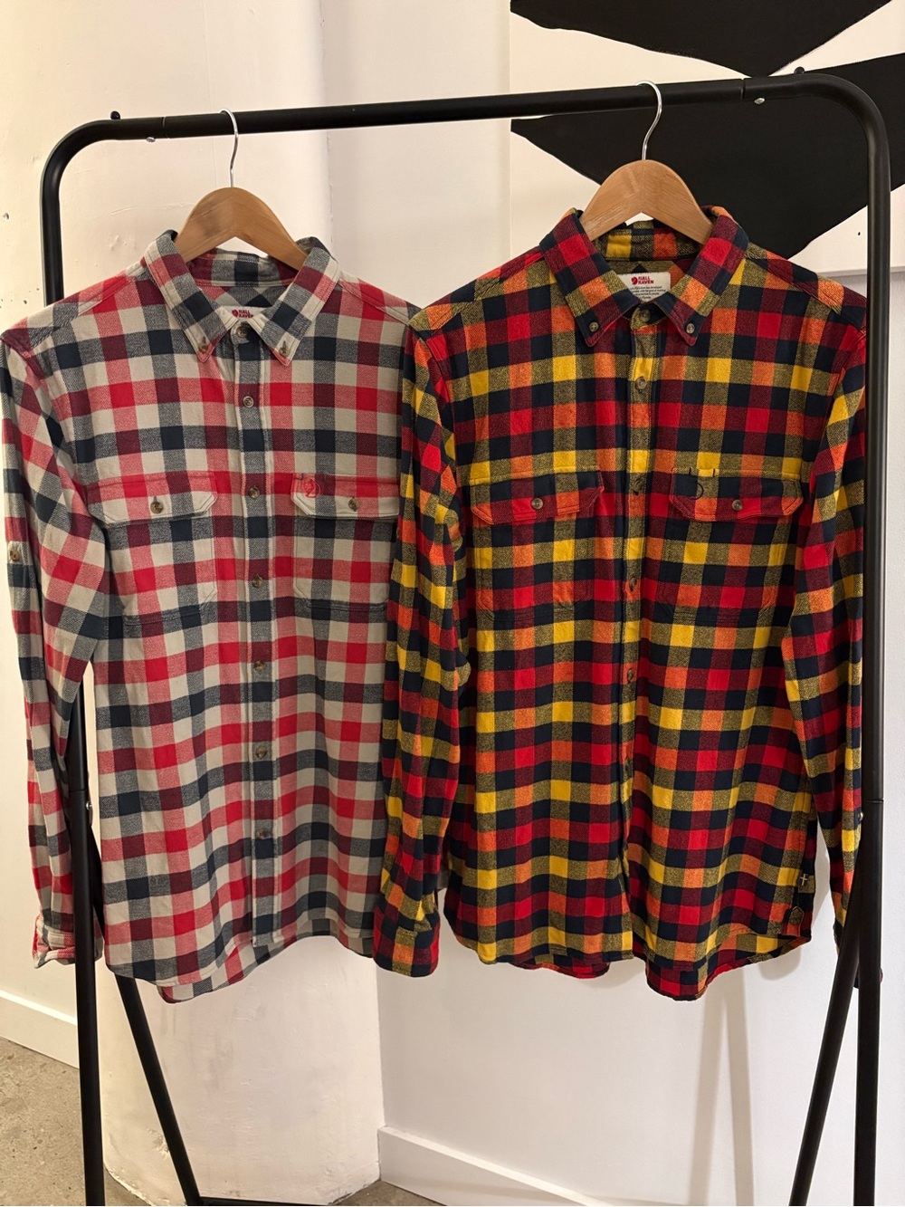 Fjallraven Men’s Plaid Button-Down Shirts in Red/Gray and Red/Yellow bundle of 2